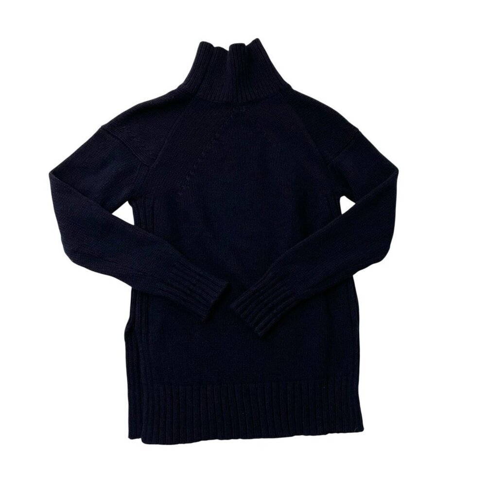 EVERLANE Wool Cashmere Blend Chunky Fisherman Turtleneck Sweater Navy size Small